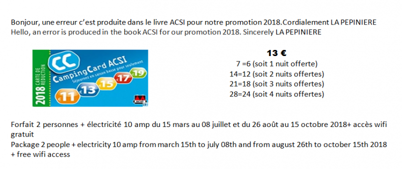 Promotion ACSI  2018 Cap d'Agde